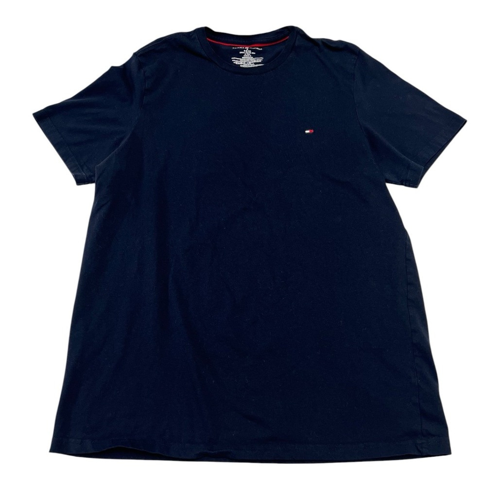 Tommy Hilfiger Men's Navy Blue Medium T Shirt Logo 100% Cotton Soft